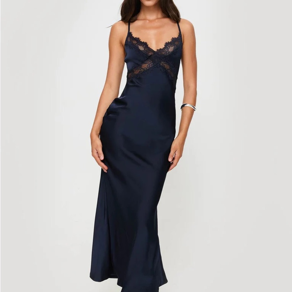 Princess Polly Treasure Bias Cut Maxi Dress Navy - Picture 2 of 16